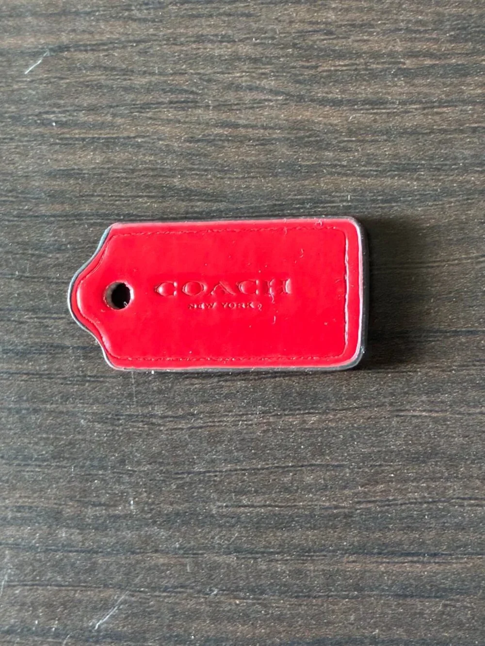 EUC small Coach New York red patent leather bag tag or hangtag